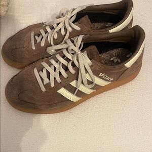 Adidas ladies Brown and White Suede Sneakers